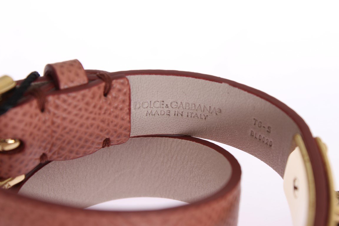Pink Leather Gold Charms Bracelet