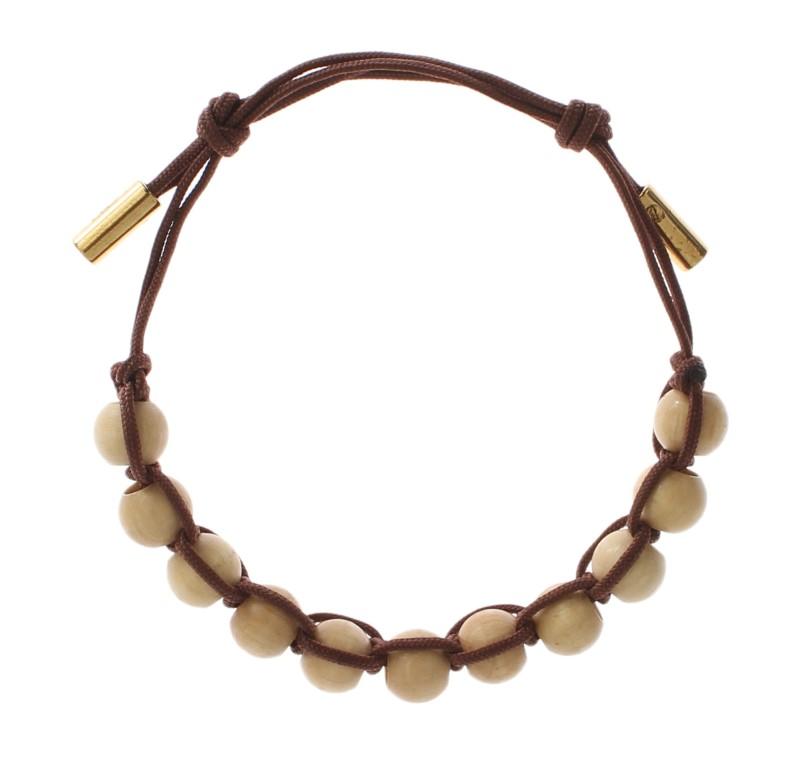 Brown Beaded Pull Strap Bracelet