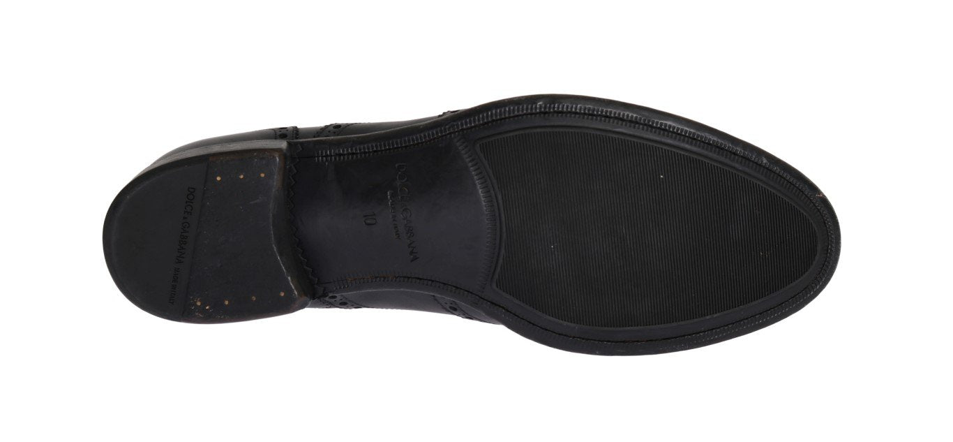 Gray Leather Wingtip Oxford Shoes