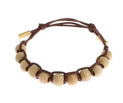 Brown Beaded Pull Strap Bracelet