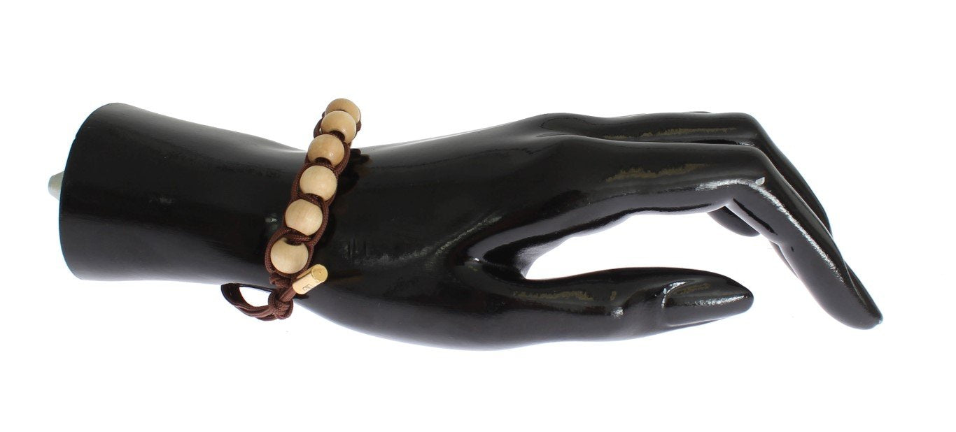 Brown Beaded Pull Strap Bracelet