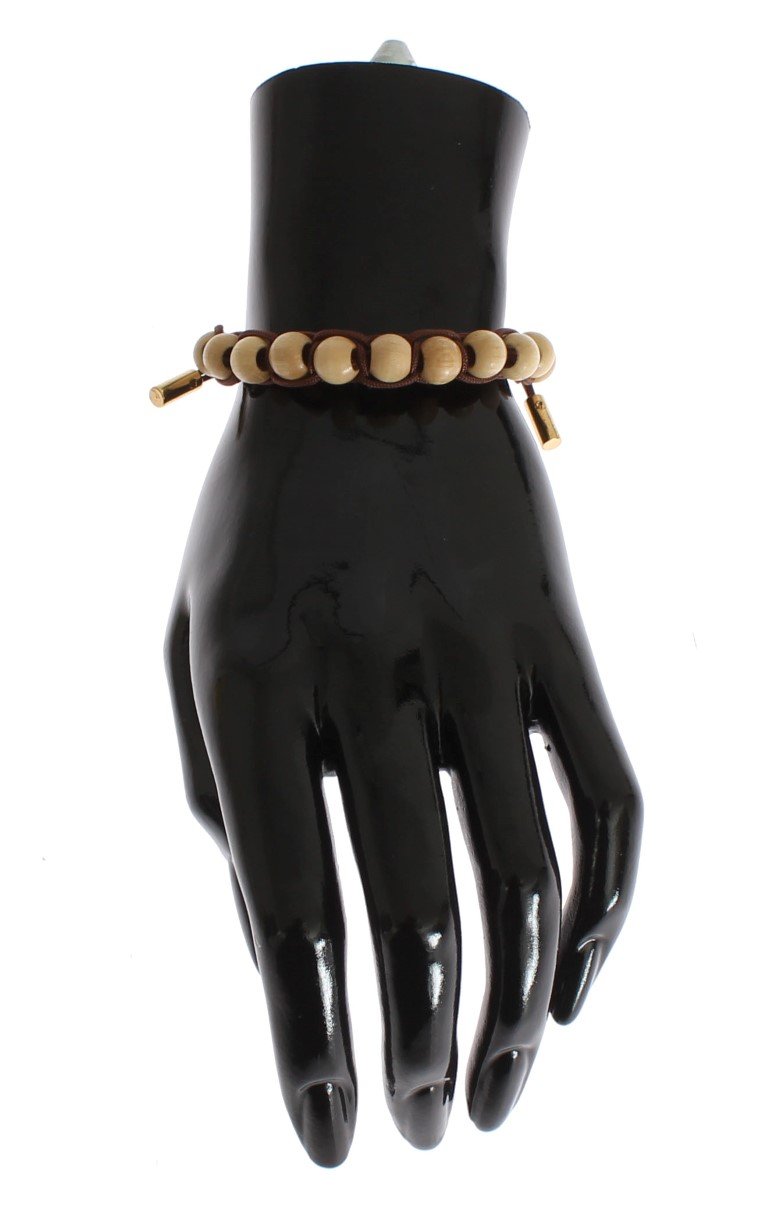 Brown Beaded Pull Strap Bracelet