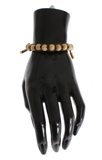 Brown Beaded Pull Strap Bracelet