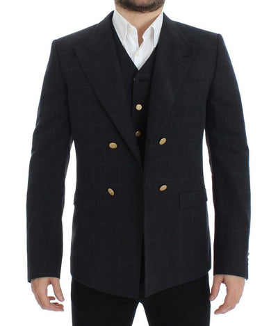 Gray cotton slim fit blazer