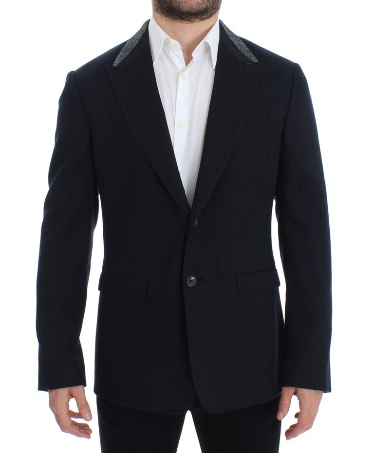 Blue wool two button blazer