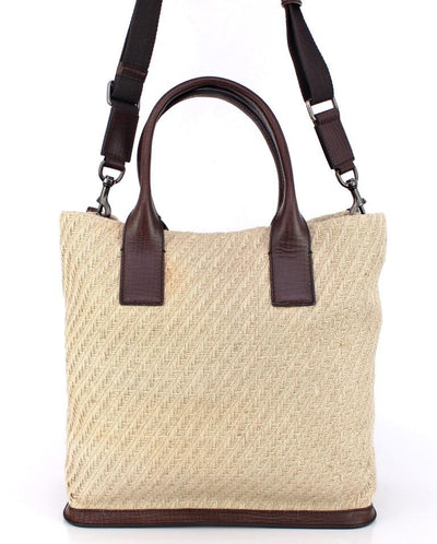 Beige shoulder tote bag