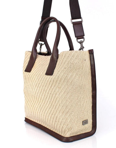 Beige shoulder tote bag