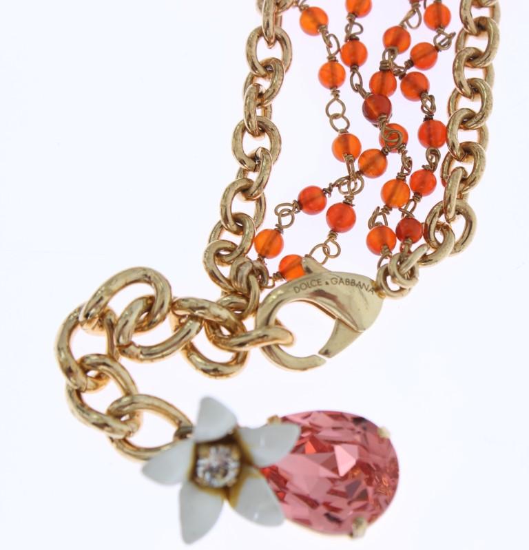 Gold Floral Crystal Beaded SICILY Charms Necklace