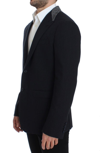 Blue wool two button blazer