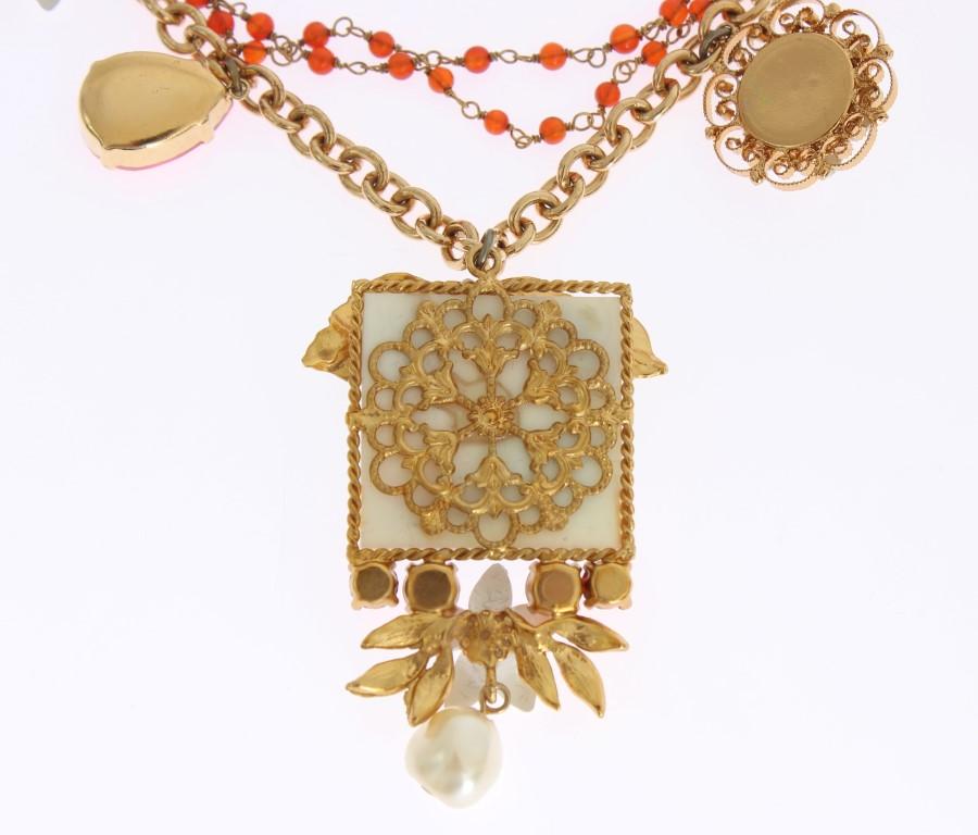 Gold Floral Crystal Beaded SICILY Charms Necklace