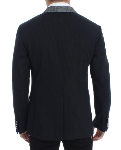Blue wool two button blazer