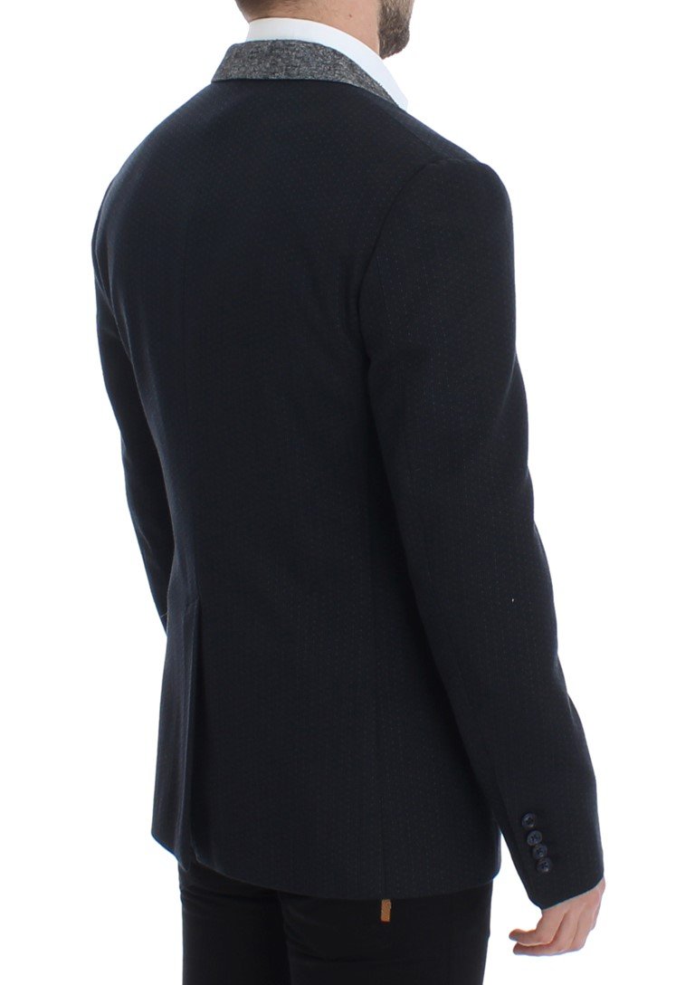 Blue wool two button blazer