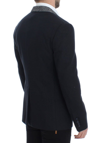 Blue wool two button blazer