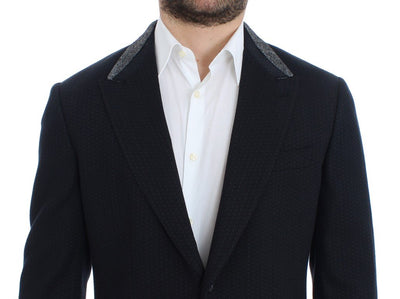 Blue wool two button blazer
