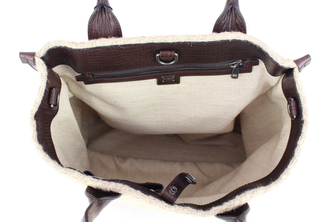 Beige shoulder tote bag