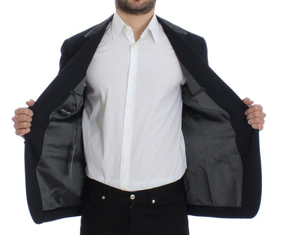 Blue wool two button blazer