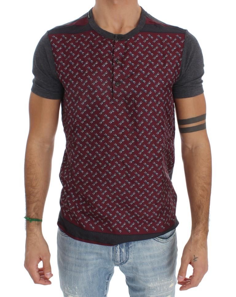 Bordeaux Gray Silk Henley T-shirt