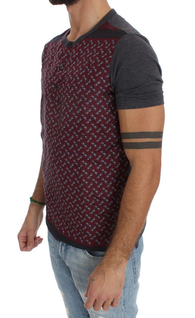 Bordeaux Gray Silk Henley T-shirt