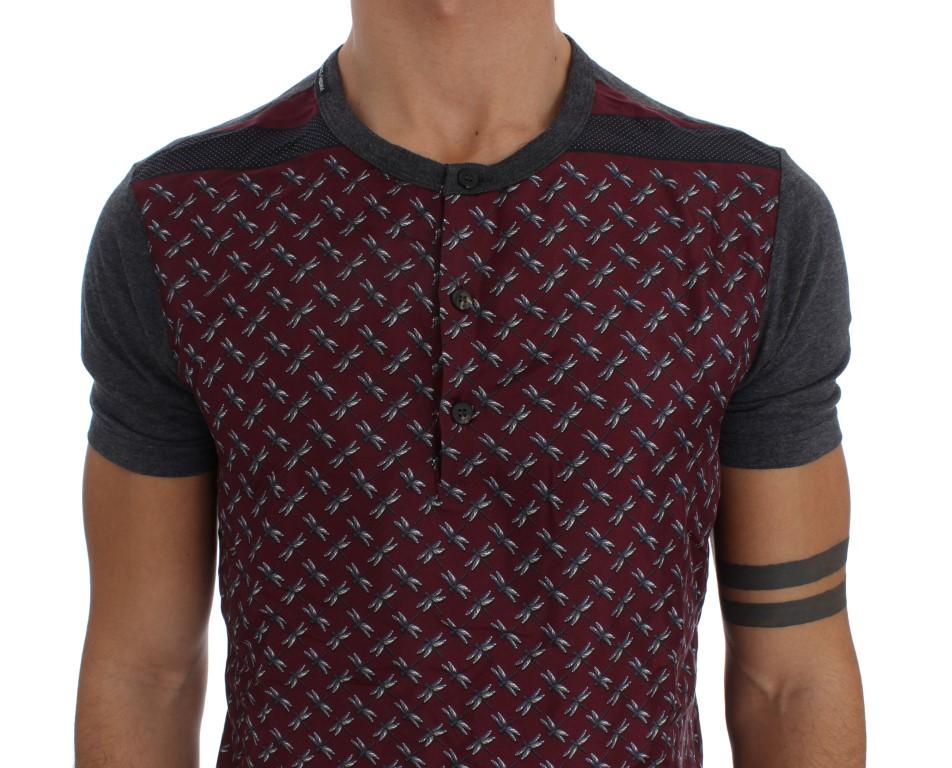 Bordeaux Gray Silk Henley T-shirt