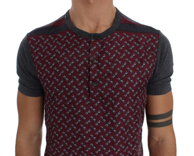 Bordeaux Gray Silk Henley T-shirt