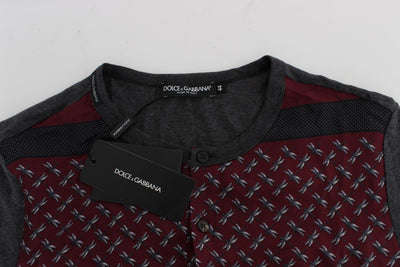 Bordeaux Gray Silk Henley T-shirt