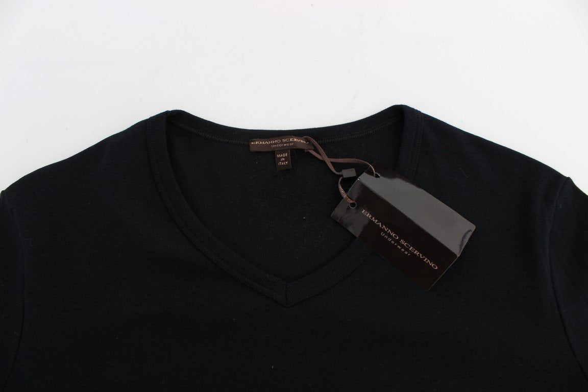 Black Cotton V-neck Sweater