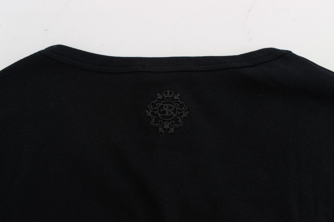 Black Cotton V-neck Sweater