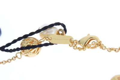 Gold Brass SICILY Cross Pearl Statement Necklace