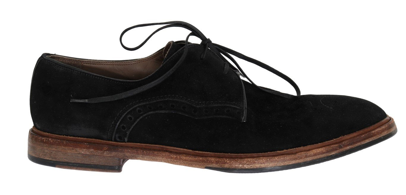Black Suede Wingtip Formal Shoes