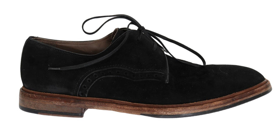 Black Suede Wingtip Formal Shoes