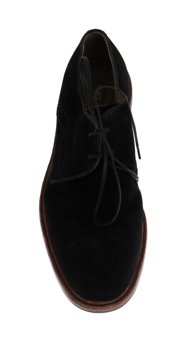 Black Suede Wingtip Formal Shoes