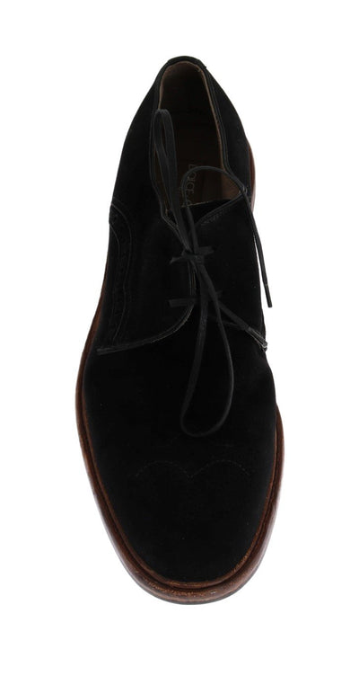 Black Suede Wingtip Formal Shoes