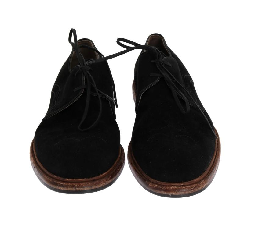 Black Suede Wingtip Formal Shoes