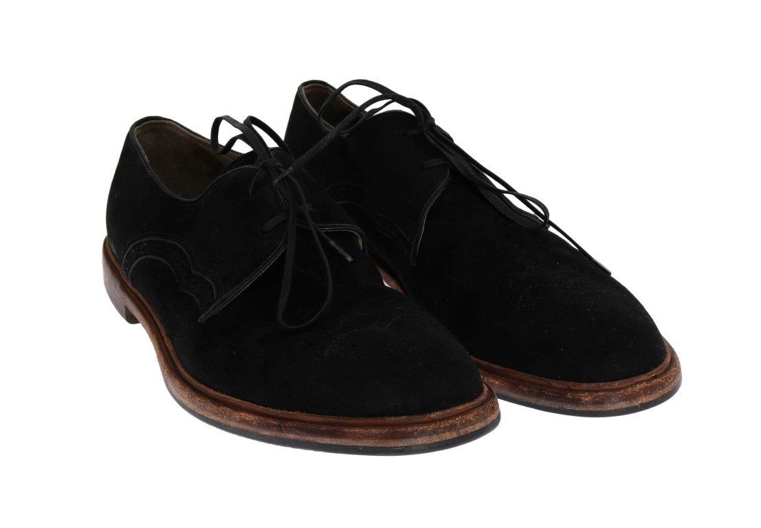 Black Suede Wingtip Formal Shoes