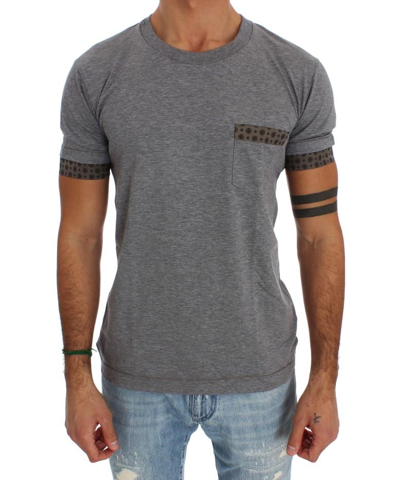 Gray Cotton Baroque Crewneck T-shirt