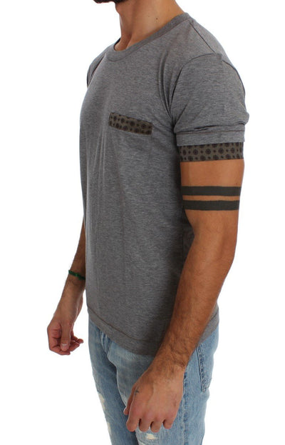 Gray Cotton Baroque Crewneck T-shirt