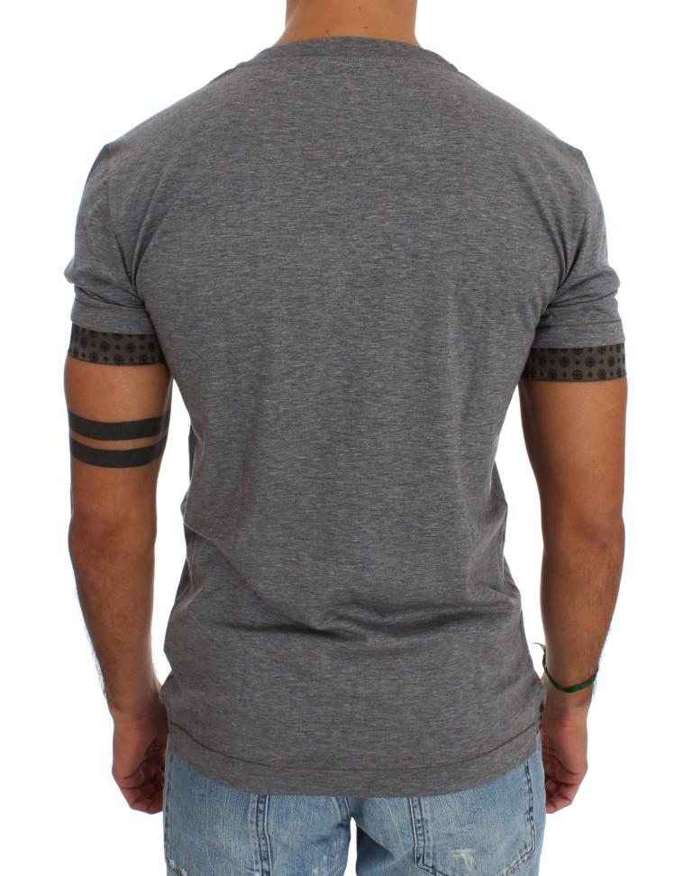 Gray Cotton Baroque Crewneck T-shirt