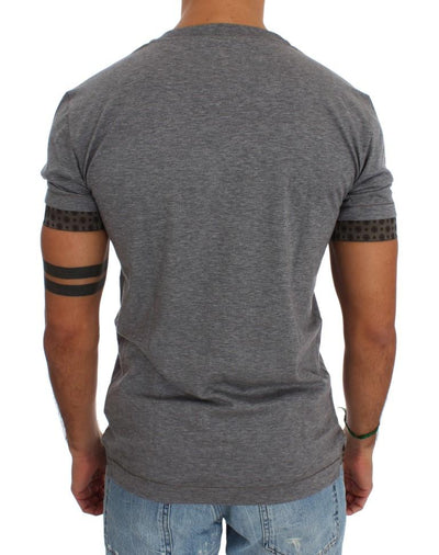 Gray Cotton Baroque Crewneck T-shirt