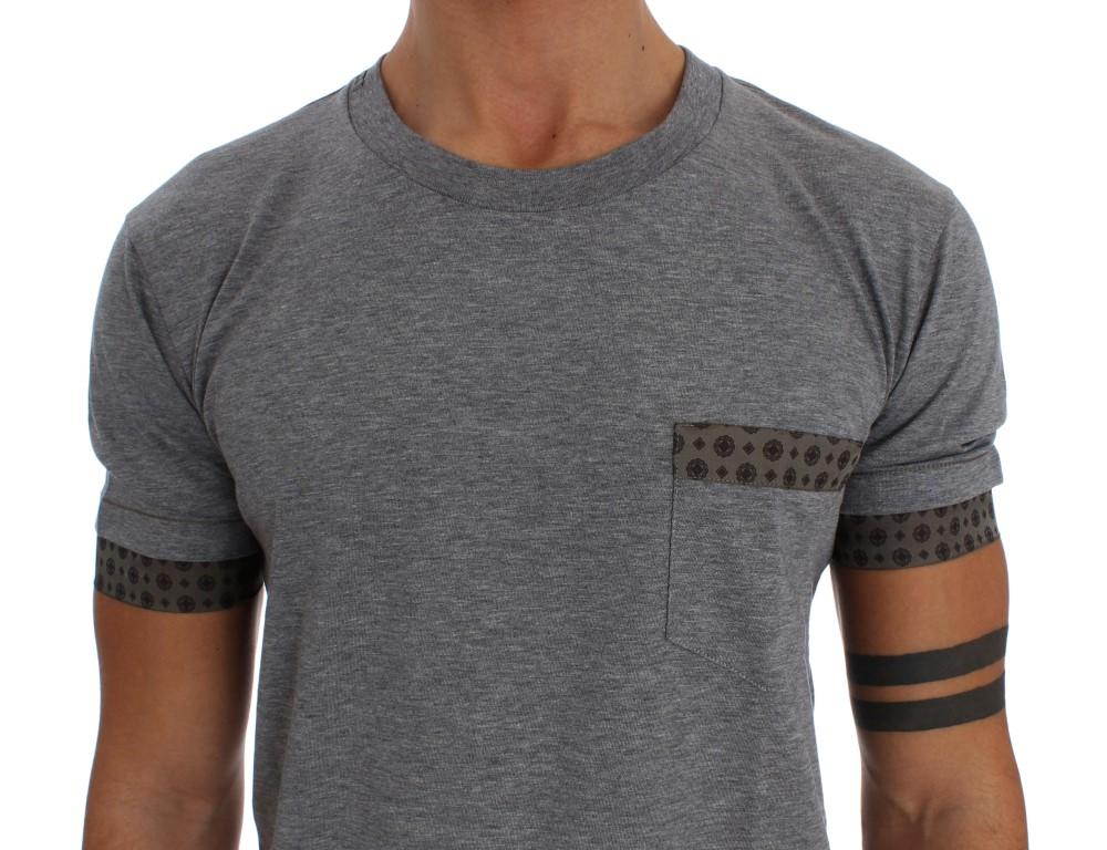 Gray Cotton Baroque Crewneck T-shirt