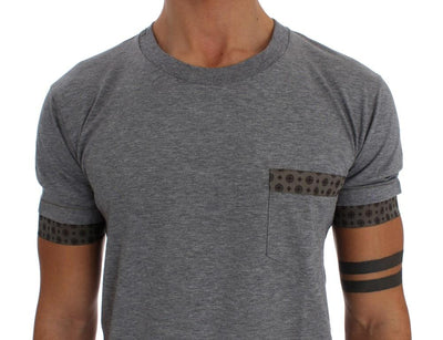 Gray Cotton Baroque Crewneck T-shirt