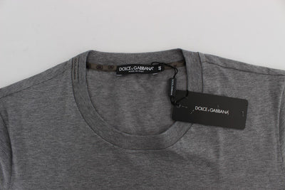 Gray Cotton Baroque Crewneck T-shirt