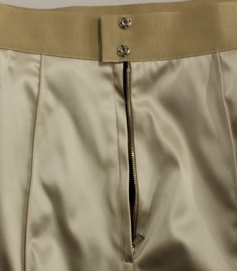 Beige Silk Above Knees Pencil Skirt