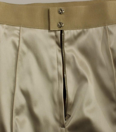 Beige Silk Above Knees Pencil Skirt