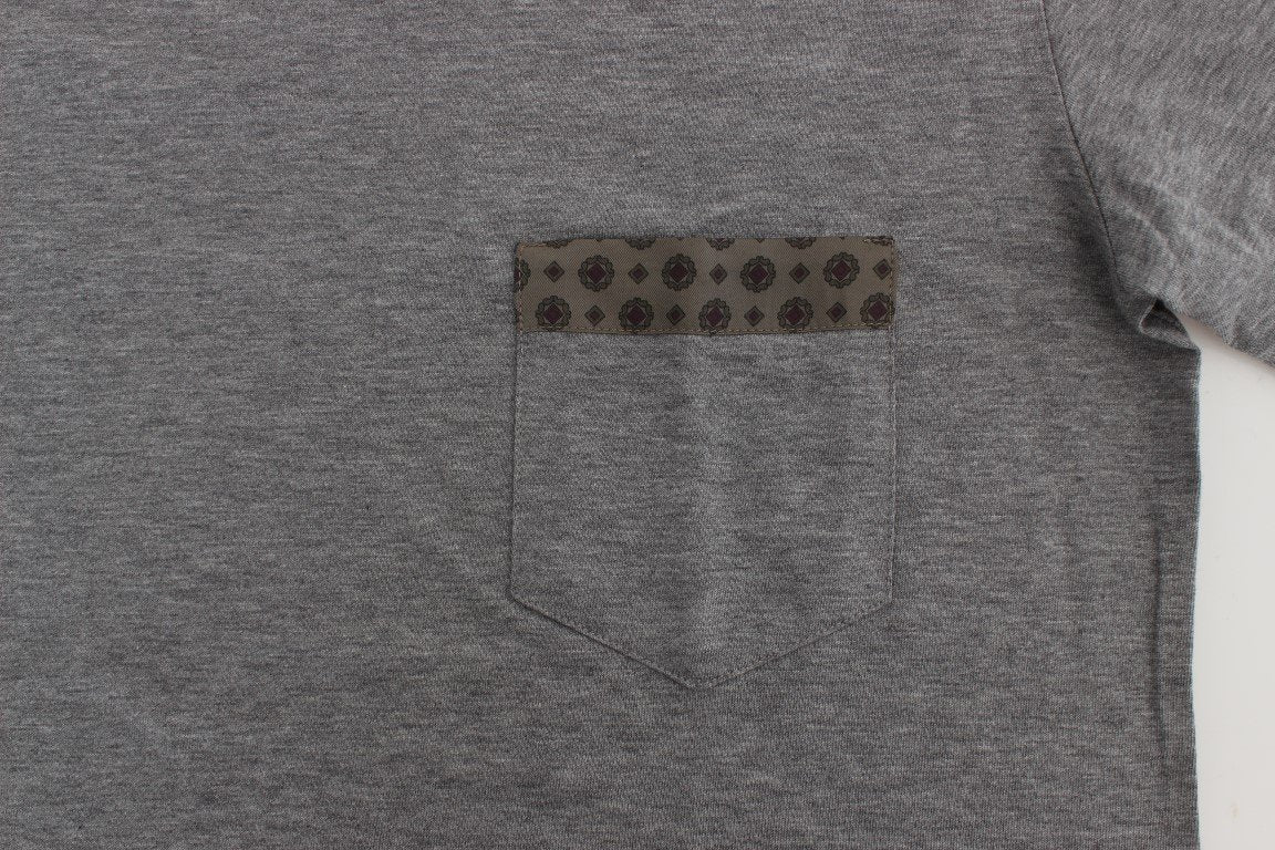 Gray Cotton Baroque Crewneck T-shirt