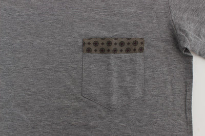 Gray Cotton Baroque Crewneck T-shirt