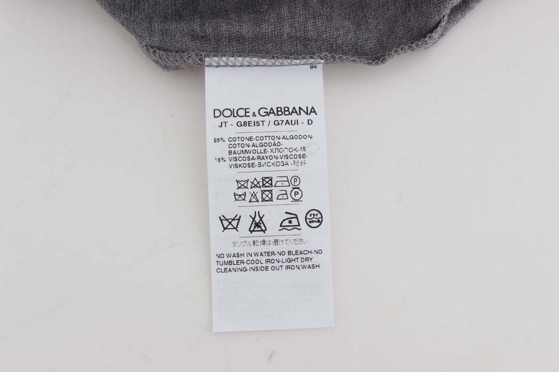 Gray Cotton Baroque Crewneck T-shirt
