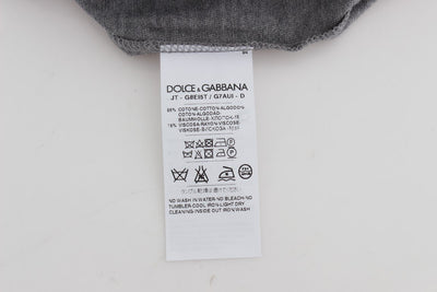 Gray Cotton Baroque Crewneck T-shirt