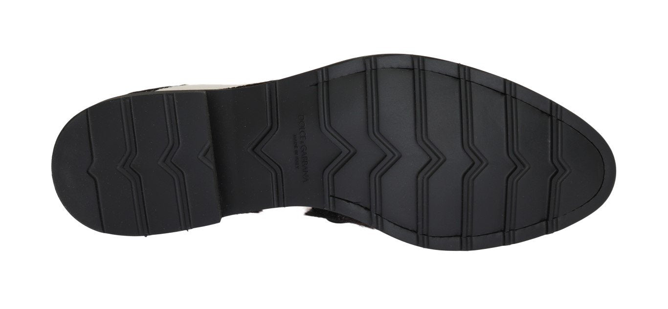 Black White Striped Pony Hair Shoes