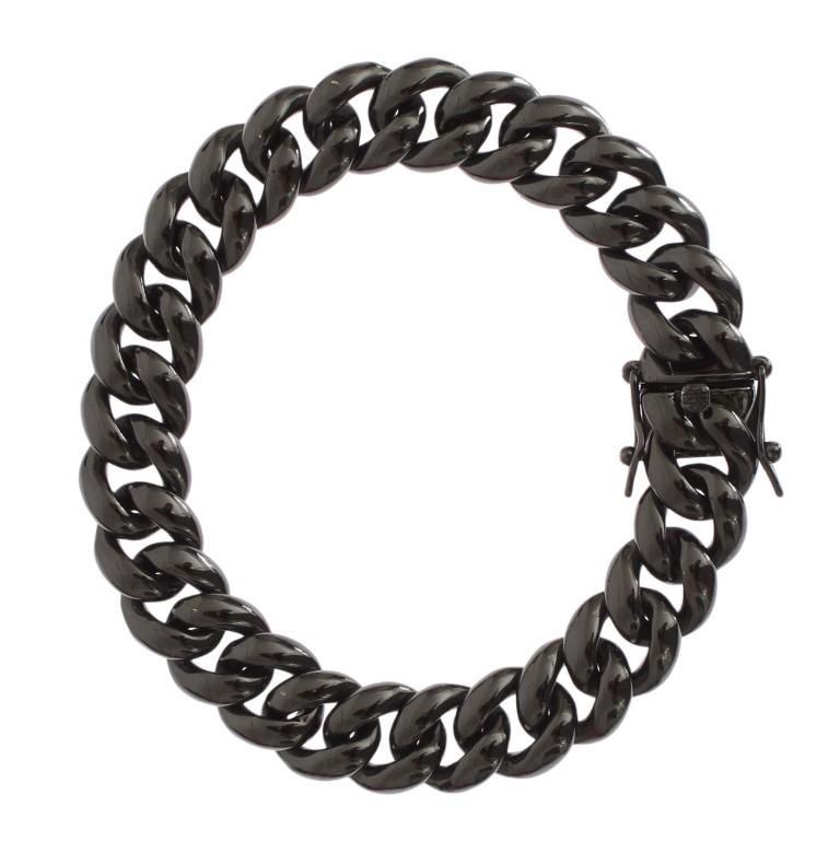 Black Rhodium 925 Sterling Silver Chain Bracelet