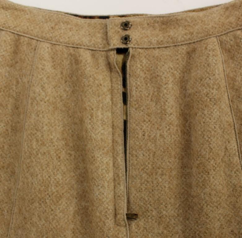 Beige Alpaca Above Knees Pencil Skirt